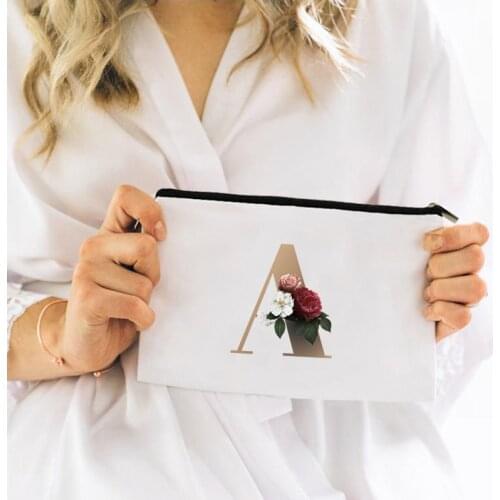 Flower letter cosmetic bag bridal cosmetic bag canvas cosmetic storage bag toiletries storage bag convenient