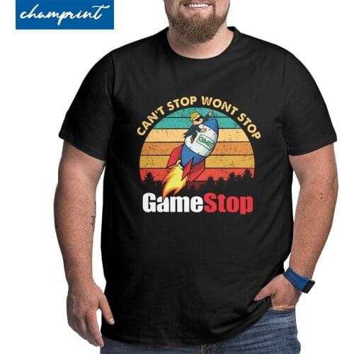 Gamestop Wall Street Elon Musk Reddit T-Shirt Men Wallstreetbets WSB Trader Meme Big Tall Tee Shirt T Shirts Plus Size 6XL Tops