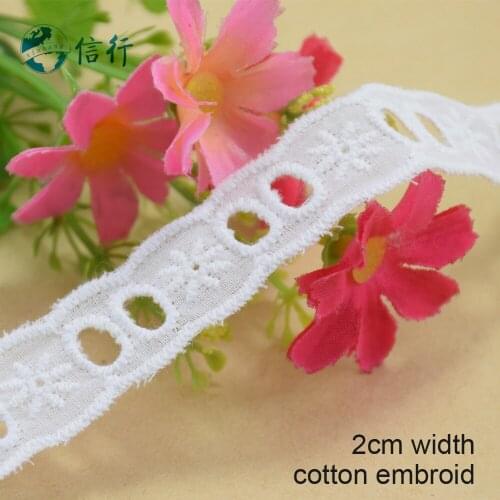2cm width Cotton embroid lace sewing ribbon guipure trims or fabric warp knitting DIY Garment Accessories free shipping#3597