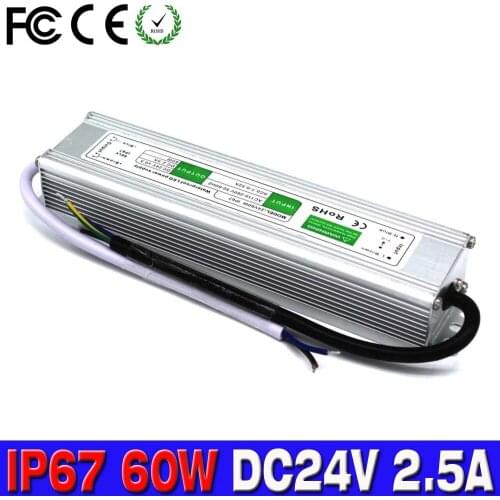 Power Supply DC 24V 2.5A 60W Waterproof IP67 LED Driver Transformer 100-240V AC-DC SMPS For Outdoor Led Strip Display lighting