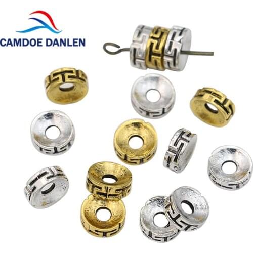 CAMDOE DANLEN 40pcs Antique Silvery/Gold Color 8MM Round Loose Spacer Beads DIY Handmade Bracelet For Jewelry Making Accessories
