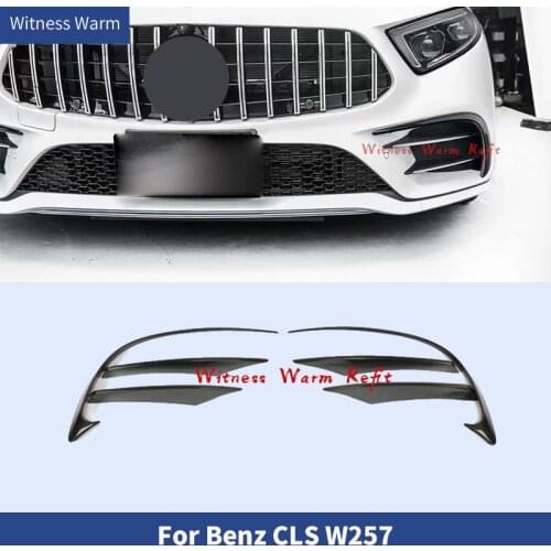 Carbon Fiber Fins For Mercedes-Benz CLS Class W257 C257 2018 2019 Front Bumper Splitters Air Vents Fog Grill Cover Trims