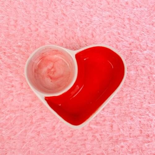 Ceramic Chew-Resistant Hamster Food Bowl Heart Shape Water Dish for Hedgehog Guinea Pig Chinchilla Rabbit Small Animals