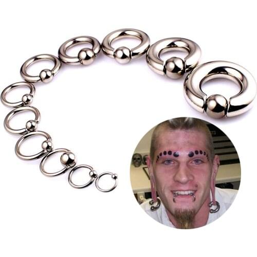 1 Piece Big Size Stainless Steel Captive Hoop Rings Eyebrow BCR Tragus Earring Nose Ring Closure Nipple Body Piercing Jewelry
