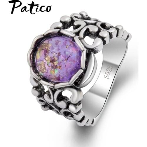 High Quality Mixed Rainbow Color Natural Opal Stone Ring for Women Jewelry 925 Sterling Silver Vintage Engaged Ring