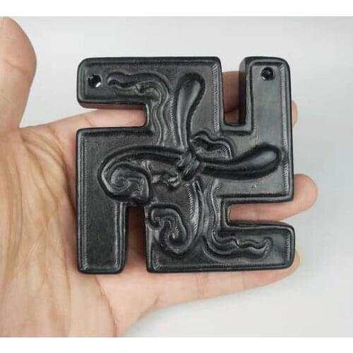 Collection Elaborate Interesting Chinese Hongshan Culture hand-carved Black Meteorite ornament