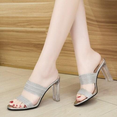 Fashion High-heeled Sandals And Slippers Womens Summer 2021 New Korean Version Of Thick-heeled Sandals With Lazy Flip-flops