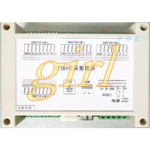 32NTC 32 way temperature acquisition module, mesh port modbus-TCP USB isolation, 485 communication industrial control