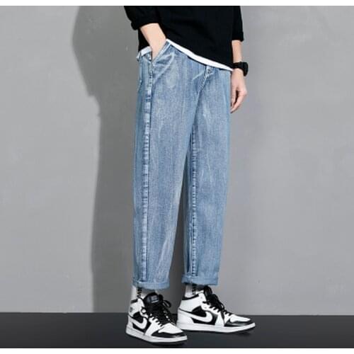 2021 New Mens Jeans Plus Size 40 42 Harem Pants Jogging Pants Autumn and Winter Loose Casual Pants Denim Trousers black