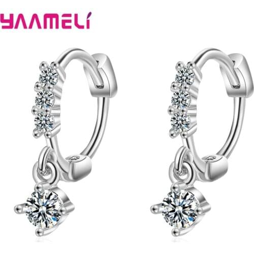 New Arrival 2020 Genuine S925 Sterling Silver Color Sparkling Drop Earring For Woman Classic Earring Wedding Party Jewelry Gift