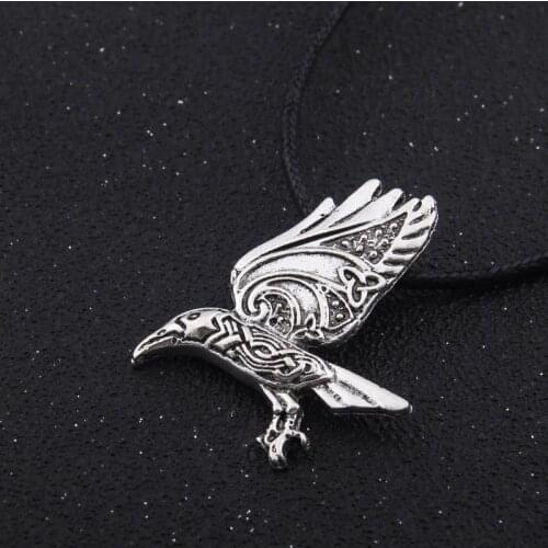Odin Raven Talisman Amulet Viking Necklace Wicca Bird Jewelry Knot Runes Neckless Wiccan Pagan Men Women Accessories