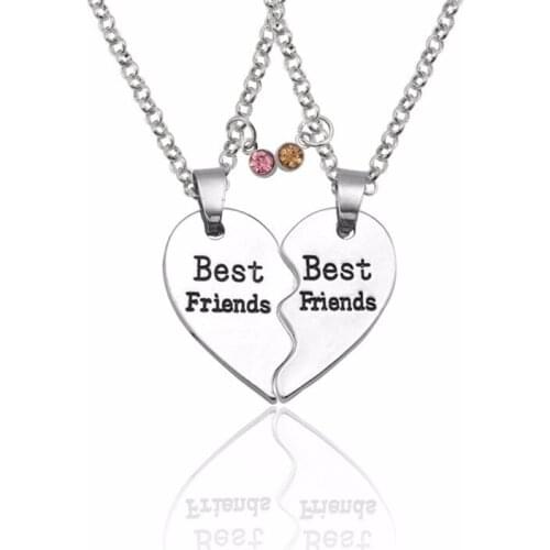 Best Friends Forever Necklace Fashion Pendants For Women Broken Heart Best Friend Pendant Rhinestone Xmas Necklaces&Pendants