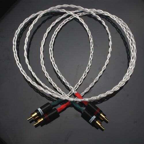 Pair HIFI Audio RCA Cable Crystal Copper OCC Silver Plated Wire