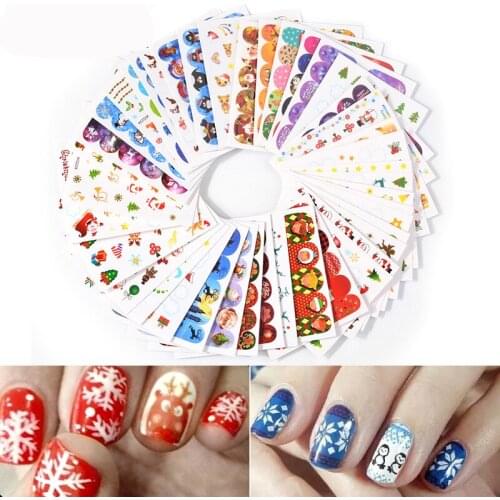 1 Pack of 45pcs Water Transfer Nail Stickers Decals Snowflake Christmas Jingle Bells Mix Designs Printing Nail Art Decorations