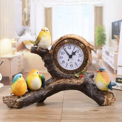 Hot Nordic Bird Branch Table Clock Home Decoration Living Room Bedroom Office Table Watch Mute Resin Desk Clock Decoration Gift