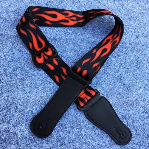 Cool Fire and Lightning Guitar Strap Polyester Guitar Belt Width 5cm Comfortable and Wear resistant Adjustable 100-162cm