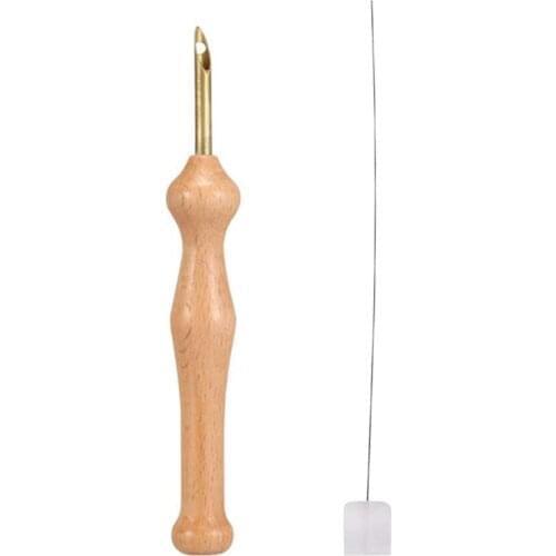 1Pcs Wooden Handle Embroidery Pen Punch Needle Felting Threader Set Needlework Stitching Includ Threader Sewing Felting Craft