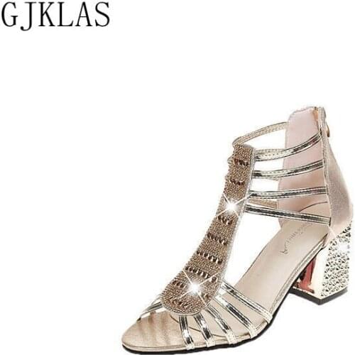 Open Toe High Heels Sandals Women Summer Size 41 Crystal Silver Gold Heels Sandalsfor Women Summer Shoes Female High Heel Shoes