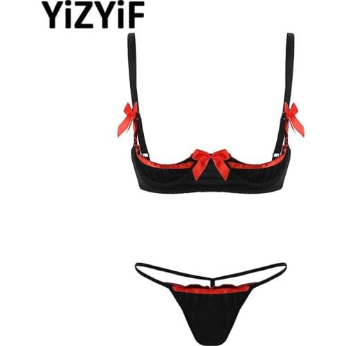 Sexy Intimates Lingerie Women Underwire Bra Panty Sets See Through Push Up Cupless Bra G-string Thong Underwear Lingerie Set