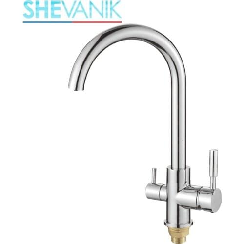 SHEVANIK kitchen faucet with connection filter drinking water faucet sink kitchen, chrome plated faucet,brass faucet on the side of the sink in the kitchen, water filter,clean water, deck installation,high crane S168