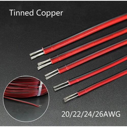 5 Meters Red Black Wire 18AWG 20AWG 22AWG 24AWG 26AWG Electrical Wire Tinned Copper Insulated PVC Extension LED Strip Cable