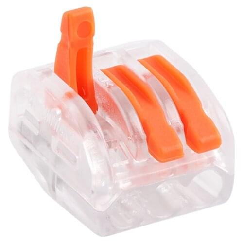 5Pcs/lot Universal Compact Wire Wiring Connector 3 pin Conductor Terminal Block With Lever 0.08-4 square hard wire