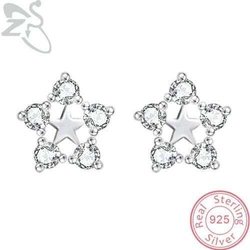 ZS 2018 Flower Star Shaped Stud Earrings For Women Shining Crystal Small Ear Studs Female Ear Accessories Jewelry Earrings