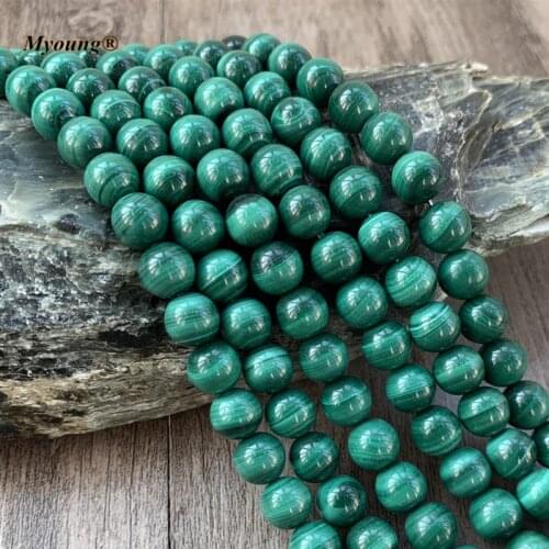 1 Strand) High Quality Smooth Round Natural Malachite Beads Stone For Jewelry Making Design DIY Bracelet MY210621