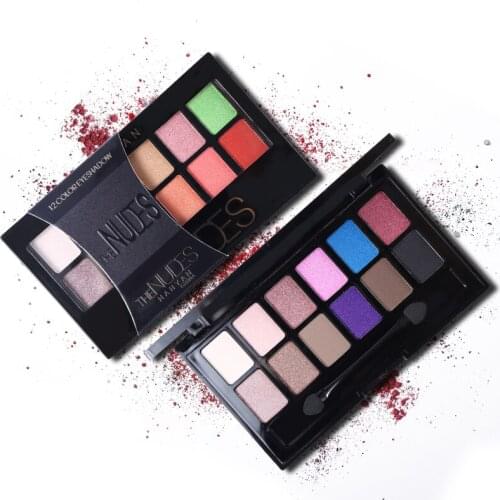1PC=12Colors Professional Eyeshadow Palette Makeup with Brush Pro Nude Matte Eye Shadow Make Up Smoky Shimmer Cosmetic
