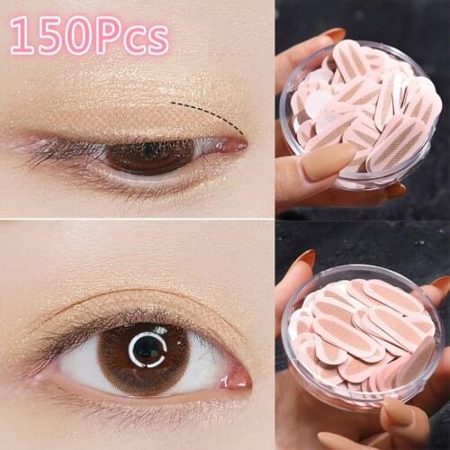 150Pcs Lace mesh double eyelid sticker for female double-sided non-marking natural big eyes invisible mesh inner double eyelid