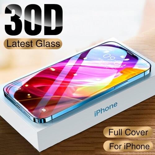 2pcsNEW 30D Full Cover Protective Glass For iPhone 12 11 Pro XS Max XR X Screen Protector On iPhone 12 Mini Tempered Glass film