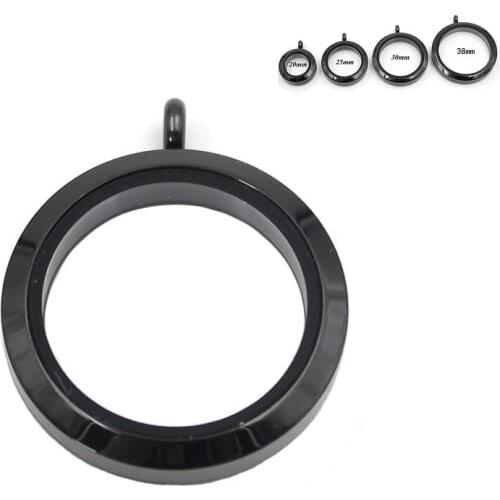 4 Sizes Screw Twist Stainless Steel Floating Locket Pendant Black Plain Glass Memory Locket For Women