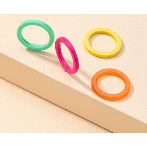 4PCS/set Romantic Fashion Hip Hop Punk Rings Candy Resin Acrylic Circle Finger Ring For Women Summer Boho Party Jewelry