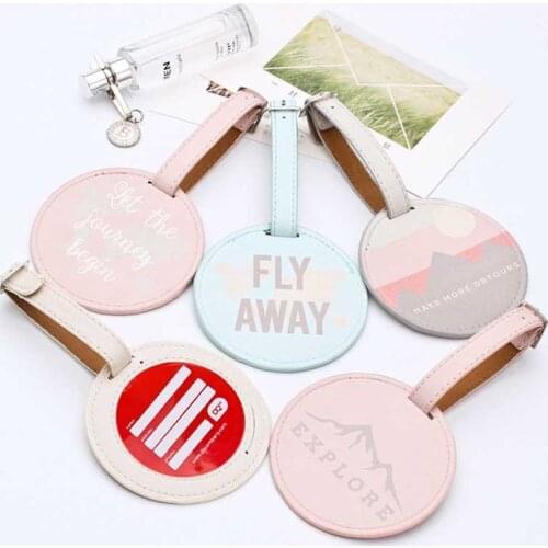 ANKUCOO Fashion Leather Round Suitcase Luggage Tag Label Bag Pendant Handbag Travel Accessories Name ID Address Tags LT39