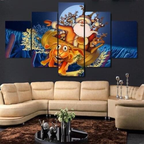 Unframed HD Printed Modern Canvas Living Room Pictures Painting 5 Panel Santa Claus Landscape Wall Art Modular Poster Home Decor