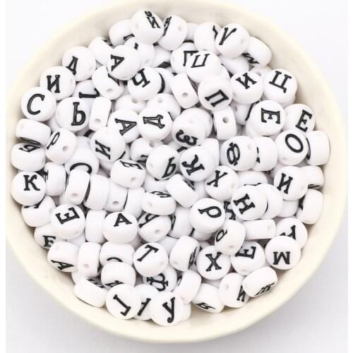 4*7mm Mixed Russia Letter White Acrylic Beads Round Loose Spacer Beads For Jewelry Making DIY Crafts Scrapbooking Decoration