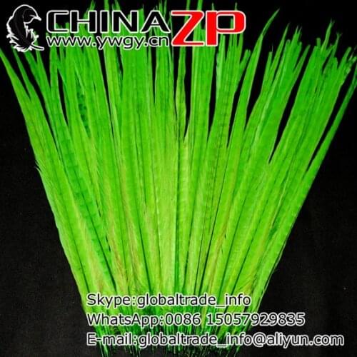 CHINAZP Factory Wholesale 100pcs/lot 20-22inch(50-55cm) Length Dyed Green Ringneck Pheasant Tail Feather