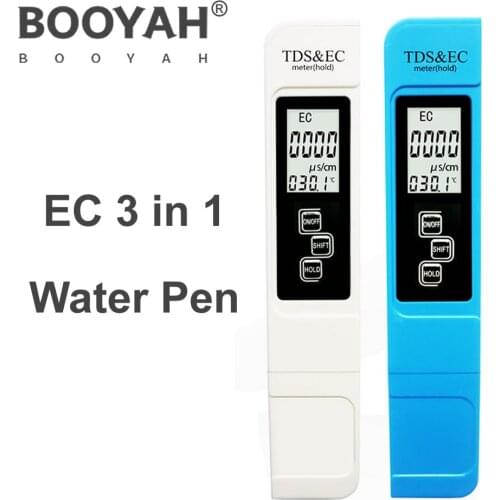 LCD Digital Display 3 in 1 Pen Type Water Quality Tester TDS/EC/Temperature Meter Filter 0-9990 Water Purity Purity Monitor