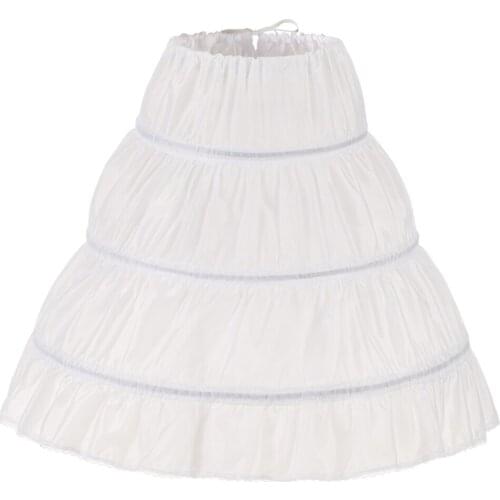 2021 White Children Petticoat A-Line Hoops Kids Crinoline Lace Trim Flower Girl Dress Underskirt Elastic Waist Kids Petticoat
