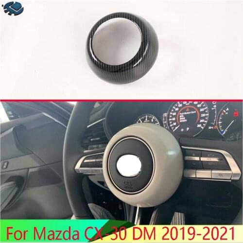 For Mazda CX-30 DM 2019-2021 Car Accessories Carbon Fiber Style Steering wheel circular decoration ring