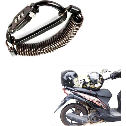 Helmet lock with 3-position combination lock and 6-foot steel cable aluminum code lock spring retractable reminder wire rope