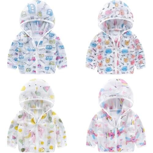 Summer Boys Girls Thin Coat Children Beach Jacket Kids Hooded Sun Protection Clothing Baby Air-conditioning Cardigan Clothes