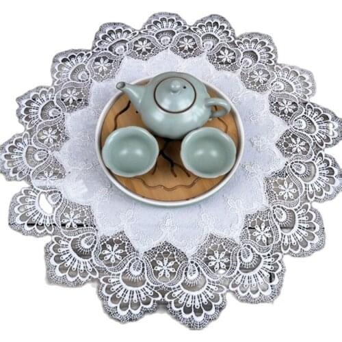 Moden lace round table place mat cloth embroidery placemat pad felt coaster dining tea pan cup doily drink coffee mug kitchen