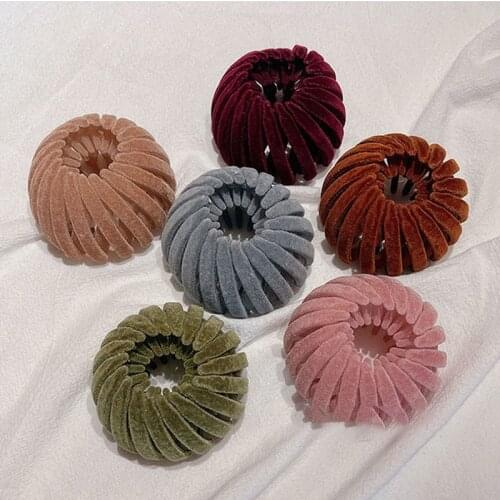 Fashion Women Bun Flocking Hair Claw Horsetail Buckle Hair Clip Bird Nest Expanding Hair Accessories Female Ponytail Headwear