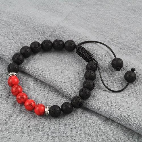 Prayer Men Women Bracelet Natural Stone Rock Lava Beads Chakra Bracelets Bangles Braided Rope Buddha Energy Healing Yoga Jewelry