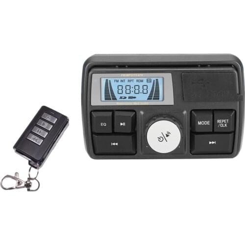 Motorcycle o MP3 Radio Sound System Stereo Speakers Bluetooth Waterproof FM 5 EQ Functions LCD Display USB/SD/TF