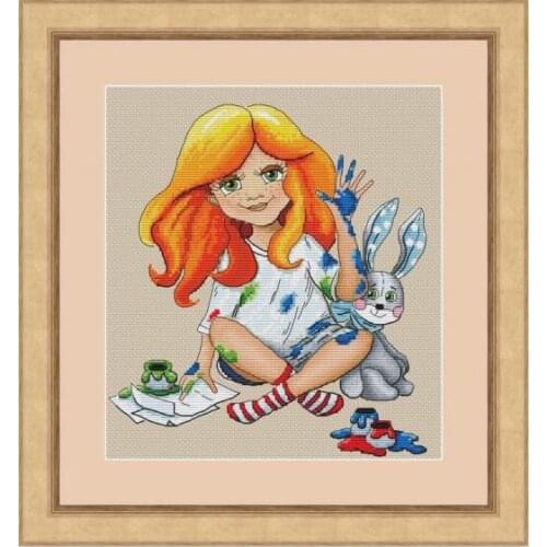 Linen fabric lovely girl Cross Stitch Kit Packages Counted Cross-Stitching Kits New Pattern Cross stich Painting Set