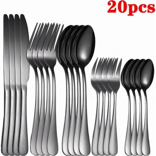 Black Stainless Steel Dinnerware Gold Cutlery Set Forks Knife Kitchen Dinner Knives Forks Spoons Complete Tableware Cutlery Set