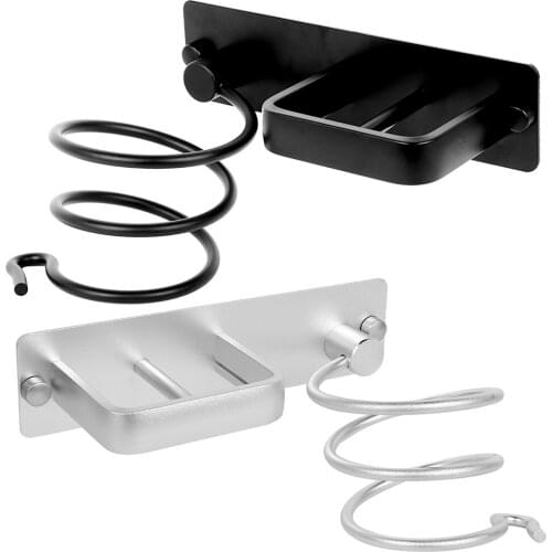 Wall Mounted Hair Dryer Storage Rack Holder Aluminum Spiral Rack Organizer Bathroom Shelf Organizer for Washroom Supplies