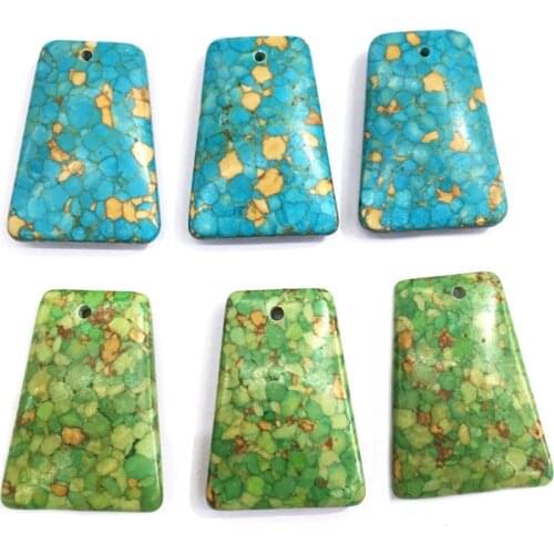 Natural Stone Pendant Blue turquoises Fan shape Pendants For Jewelry Making Charms diy Necklace Accessories size 30x40mm